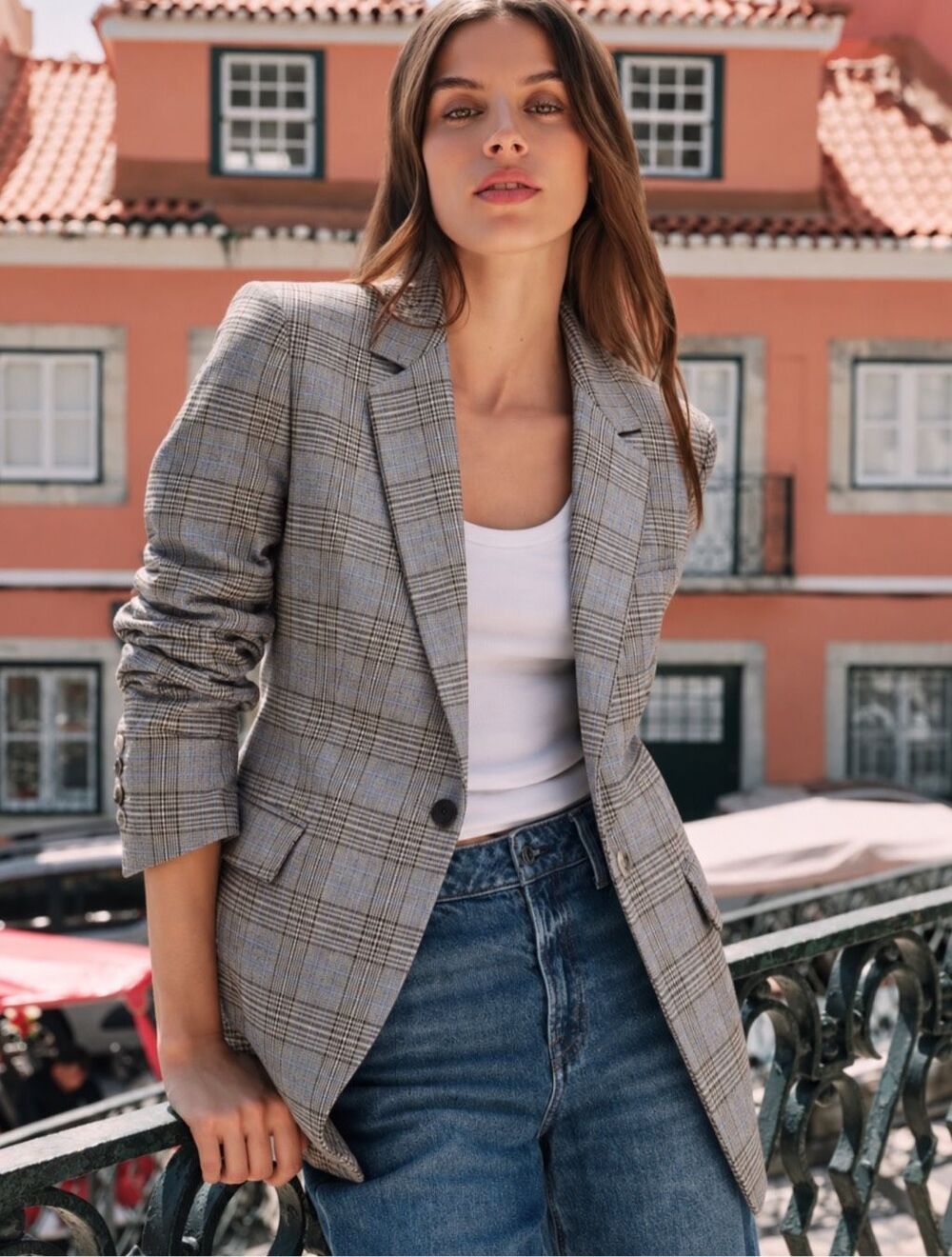 NWOT Madewell Windowpane Single Button Klein blazer Cooper plaid, tailored, Sz 6